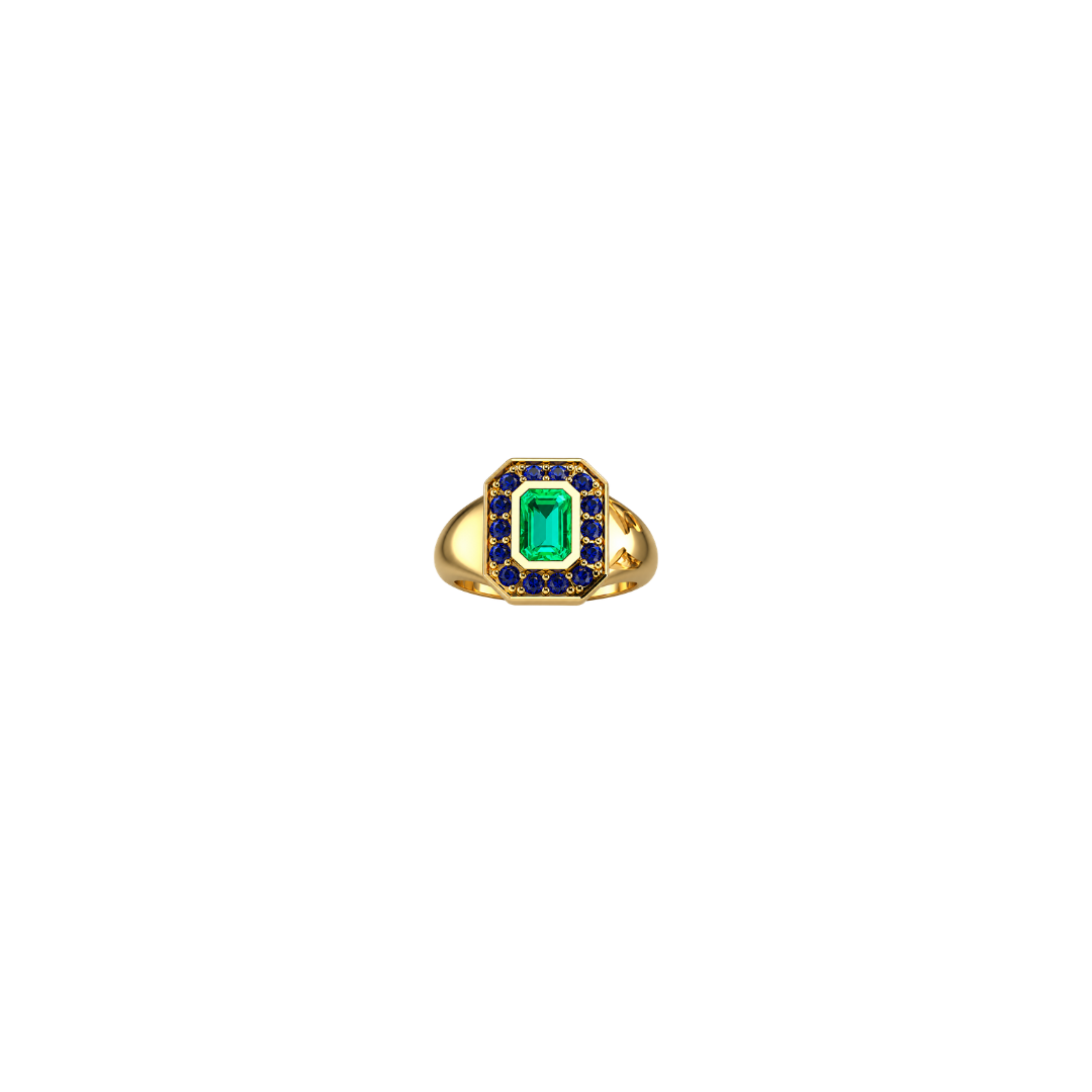 Green & Blue Sapphire Pinky Ring – Henri Noël