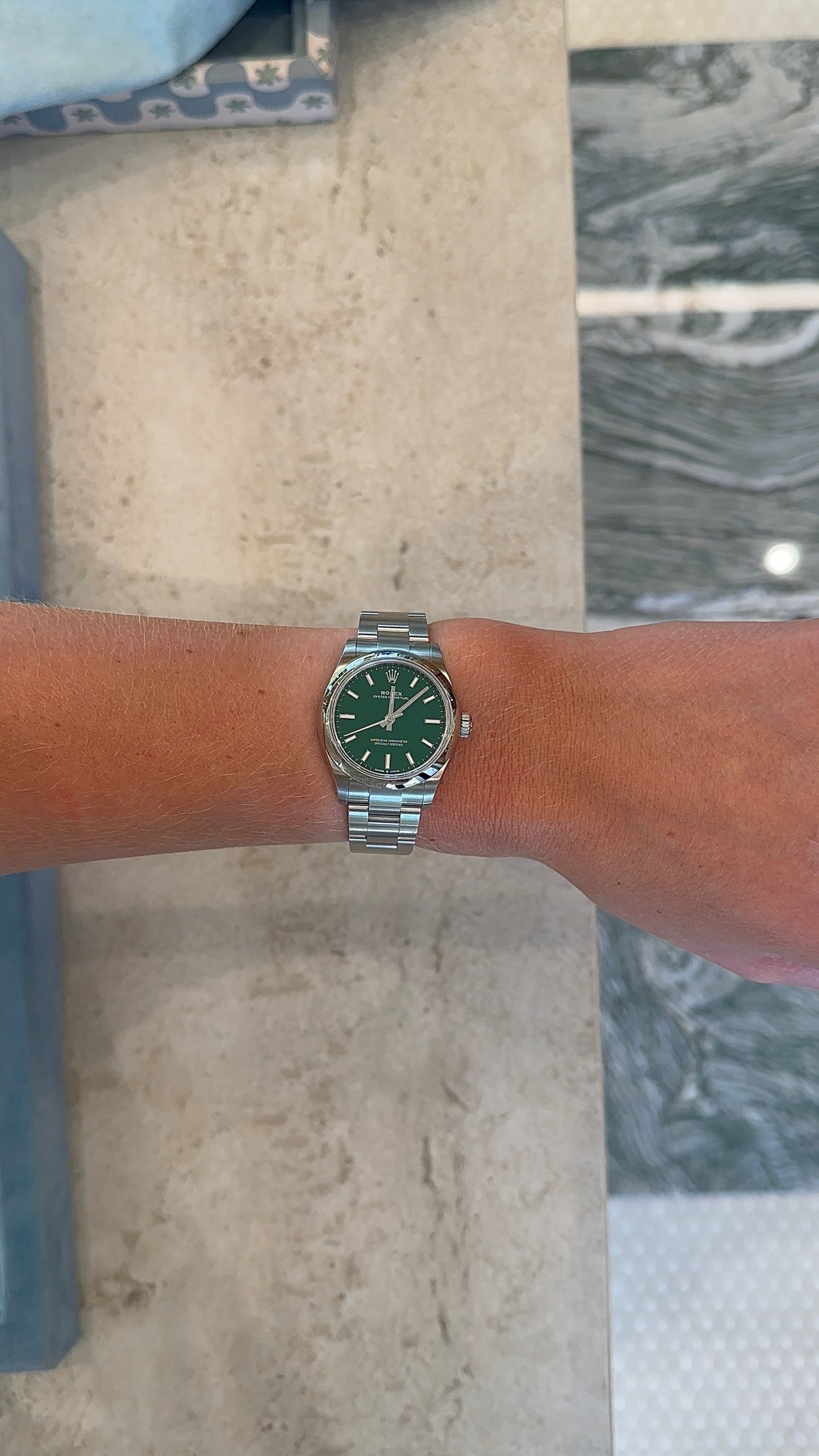 Green Dial Oyster Perpetual Rolex
