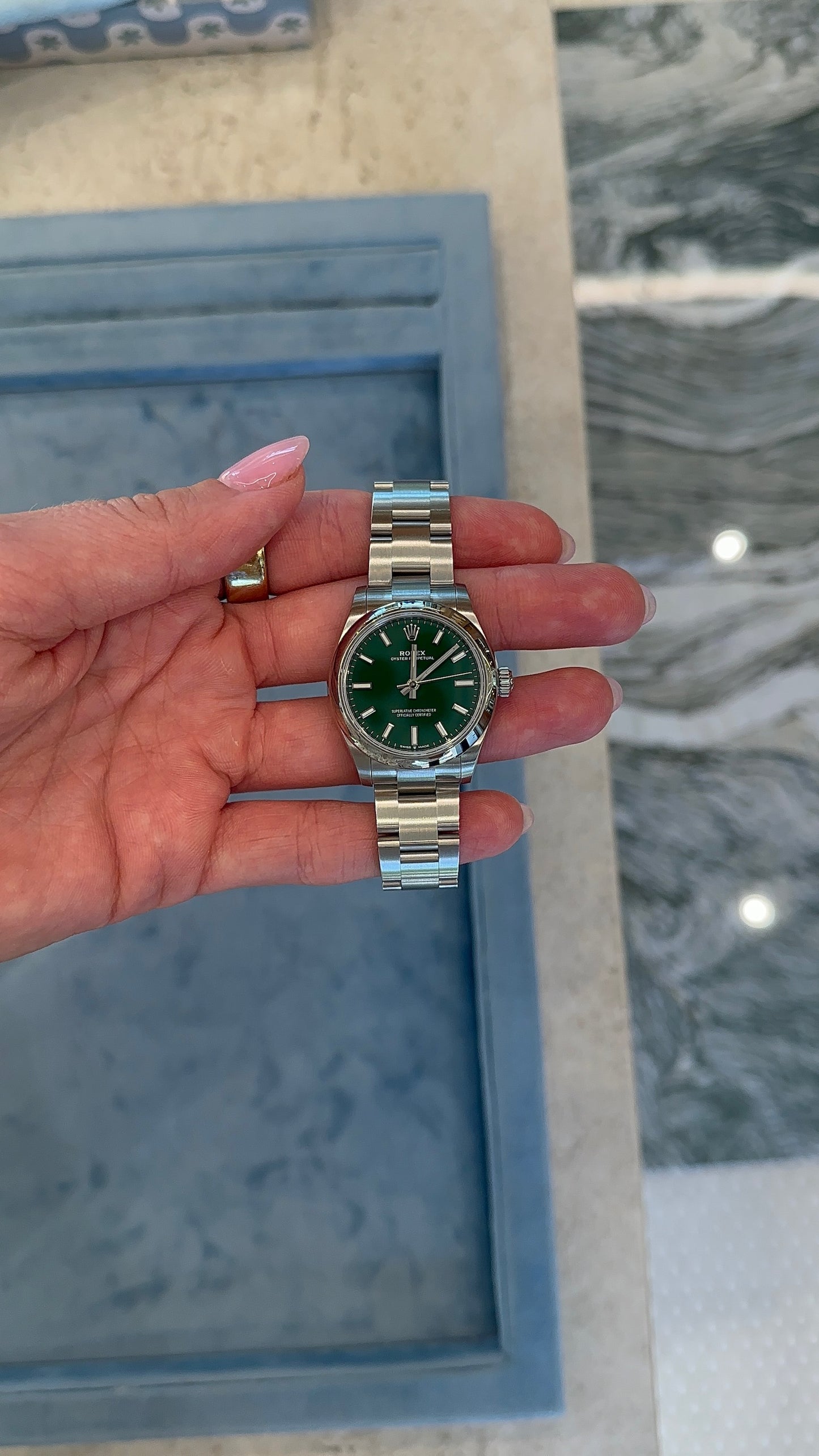 Green Dial Oyster Perpetual Rolex