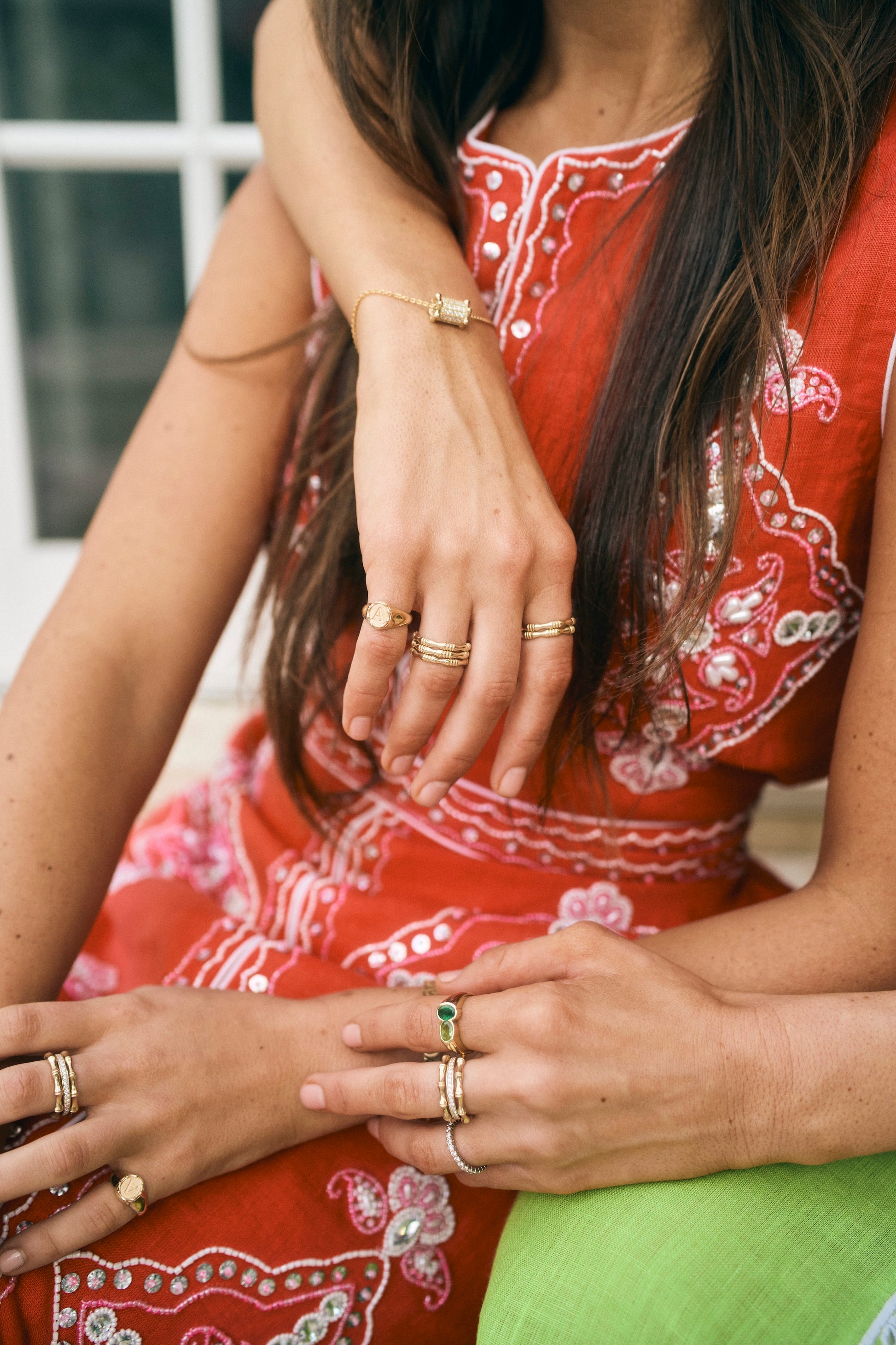 red dress with gold jewelry Bamboo Signet Ring | 14K Gold