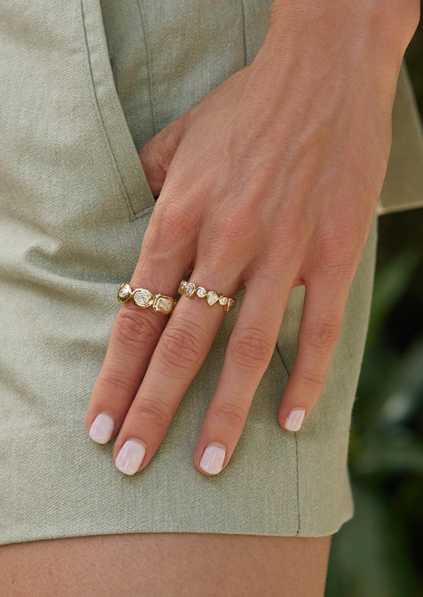 Pear and Round Diamond Bezel Eternity Band