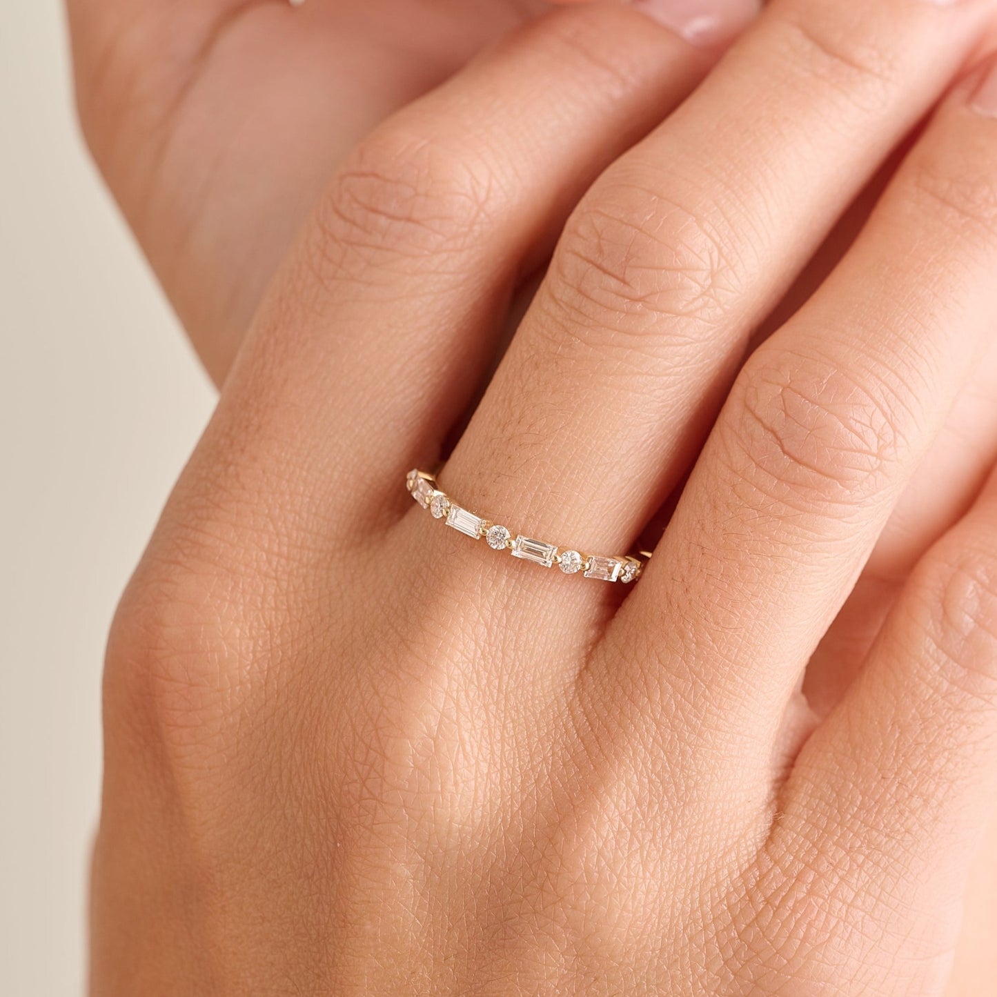 Erin Diamond Baguette and Round Ring