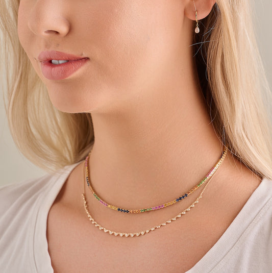 Bezel Set Diamond Line Necklace