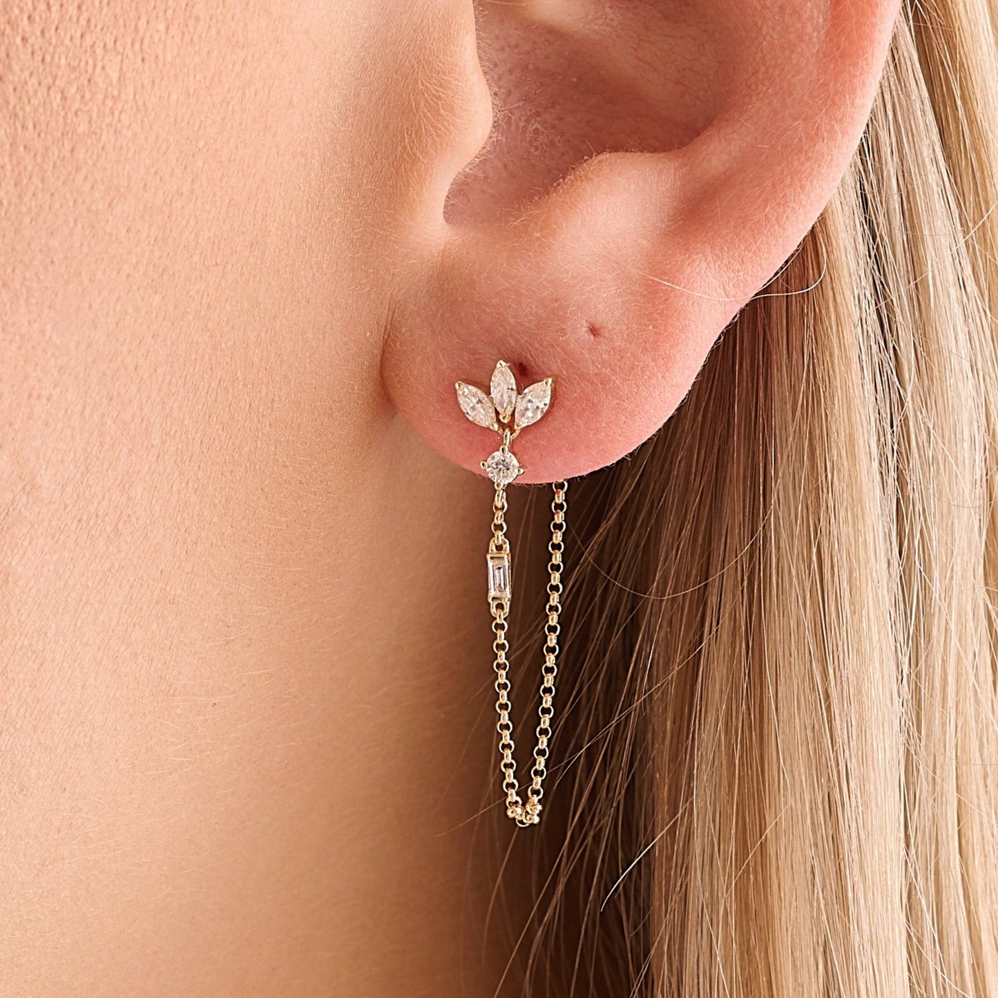 Diamond Marquise Lotus Earrings