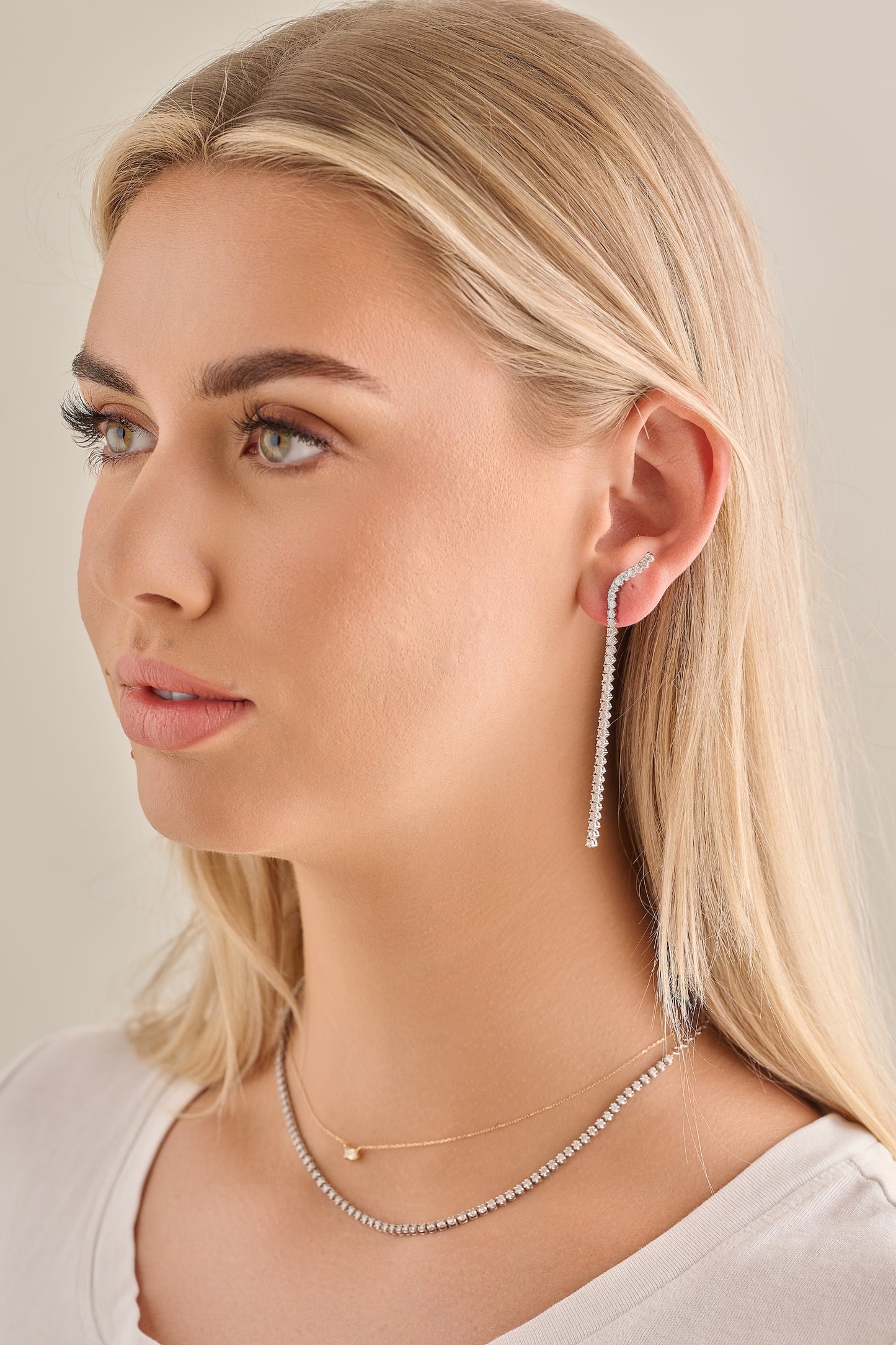 Curved Tennis Chain Earring