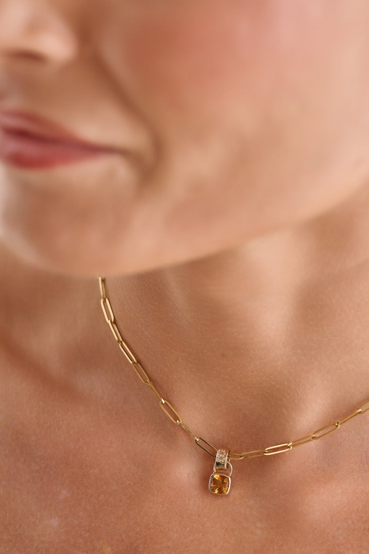 Bezel Birthstone Pendant Necklace