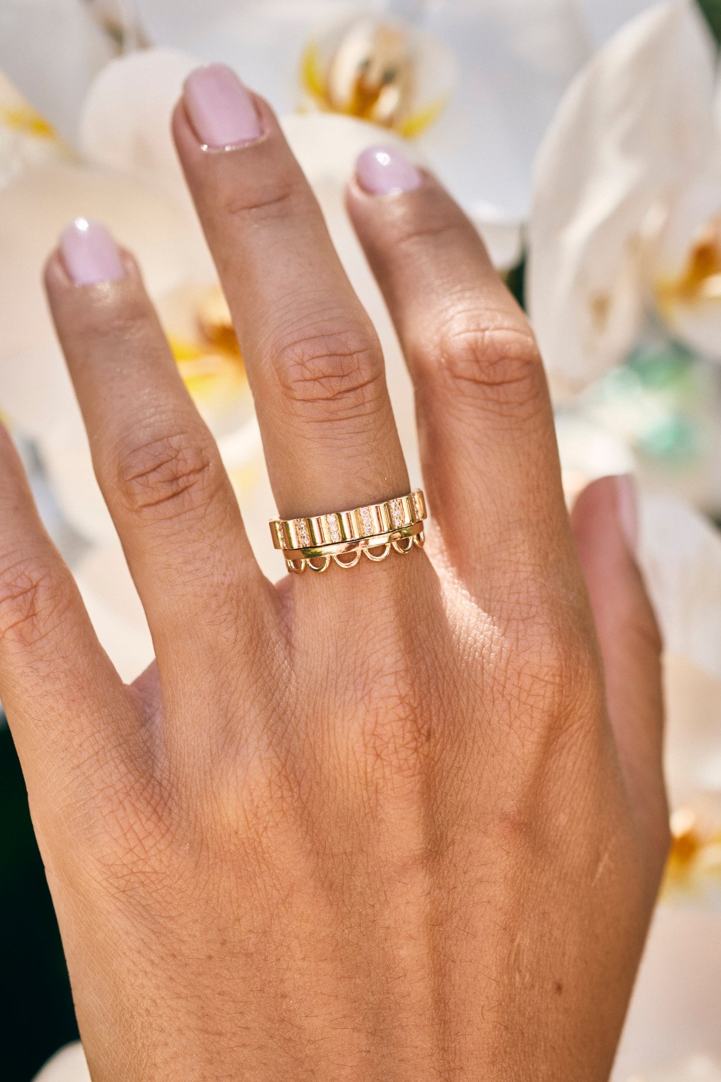 Diamond Scalloped Stacking Band