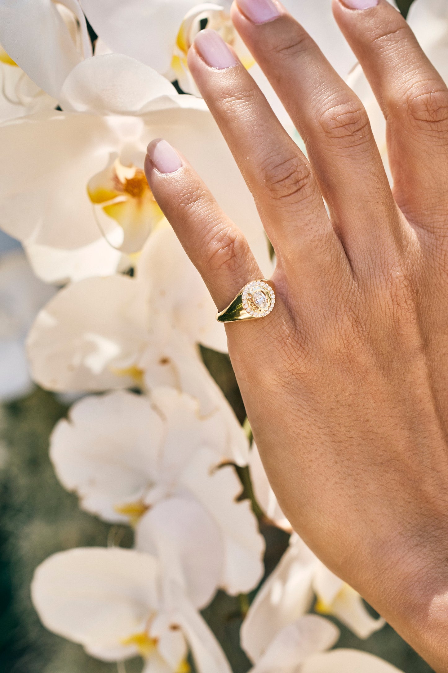 Diamond Scalloped Pinky Ring