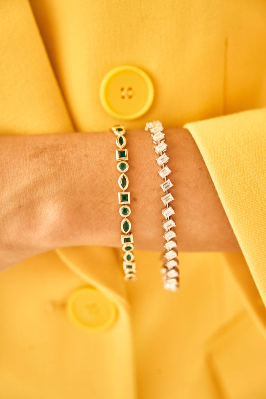 Fancy Shape Bezel Gemstone Tennis Bracelet