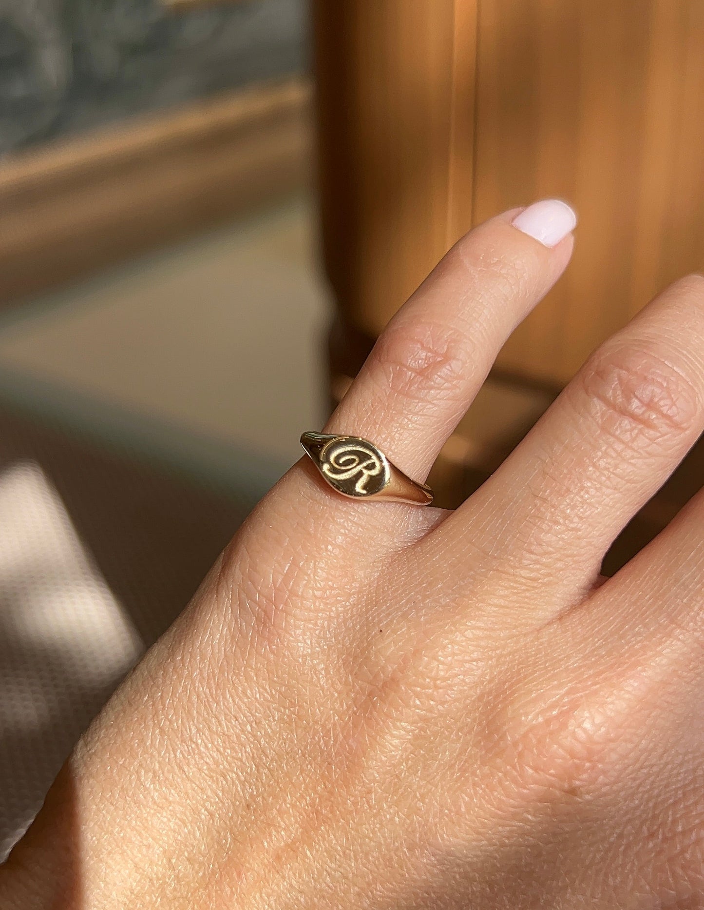gold initial signet ring