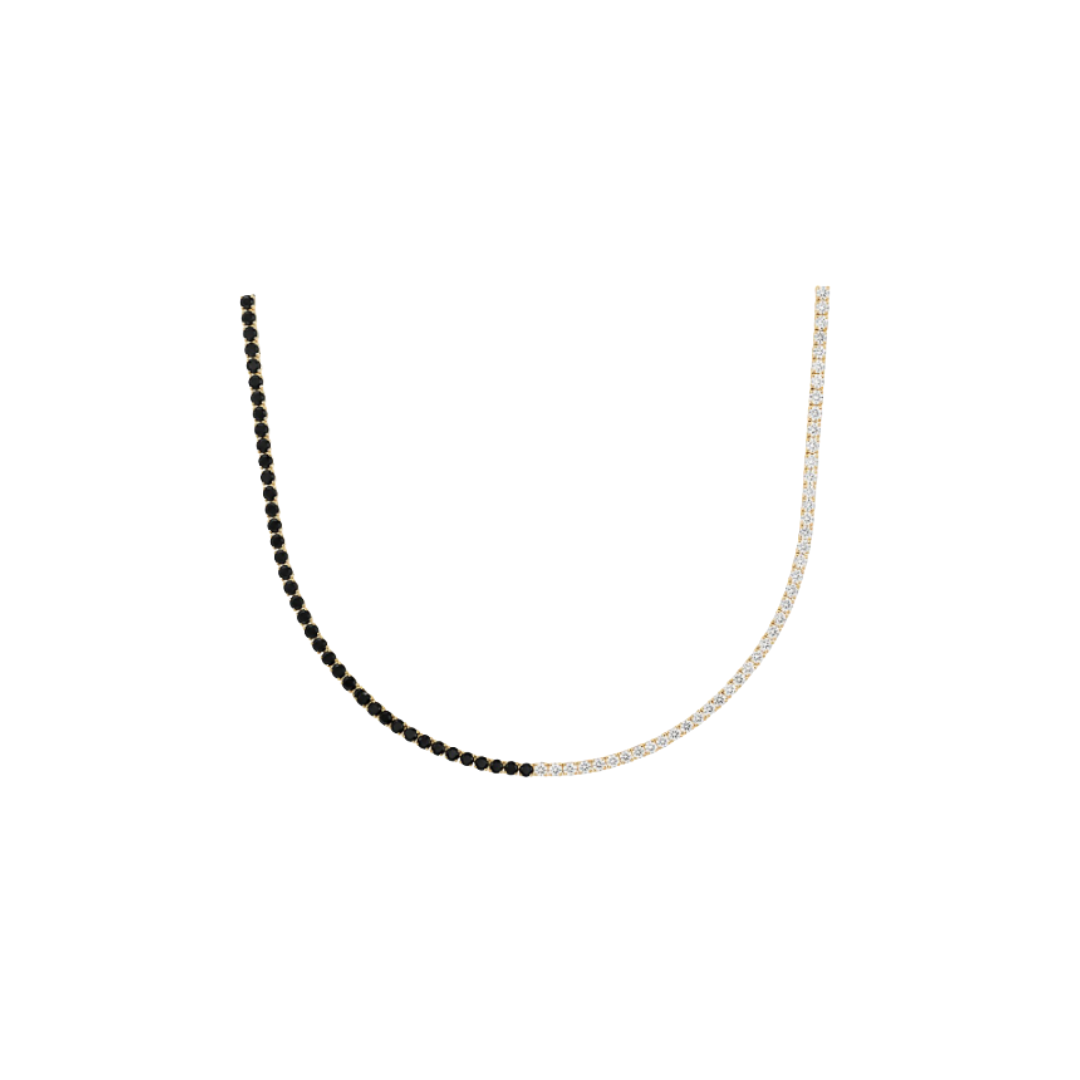 Half Diamond Half Black Diamond Tennis Necklace – Henri Noël