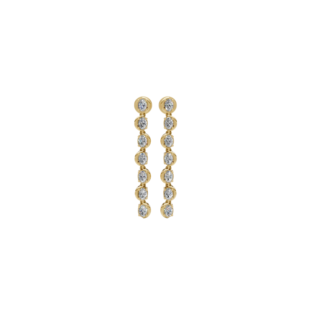 Half Moon Bezel Oval Diamond Drop Earrings – Henri Noël