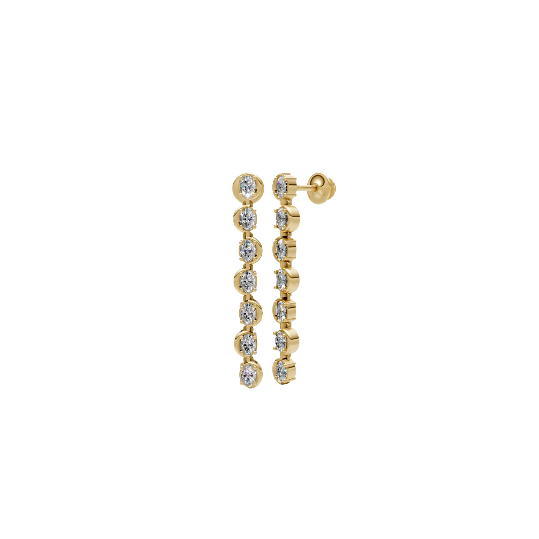 Half Moon Bezel Oval Diamond Drop Earrings – Henri Noël