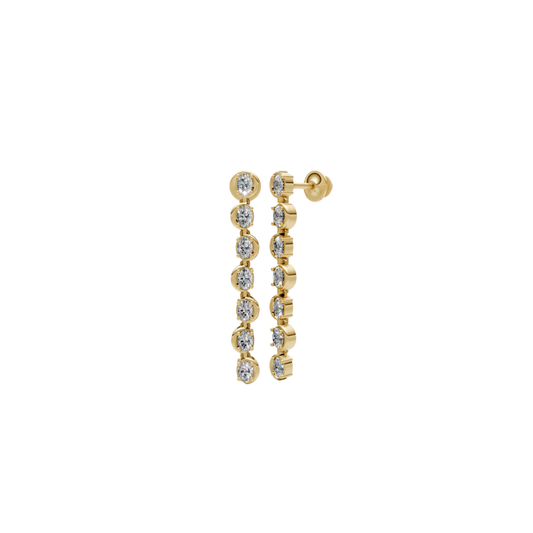 Half Moon Bezel Oval Diamond Drop Earrings – Henri Noël