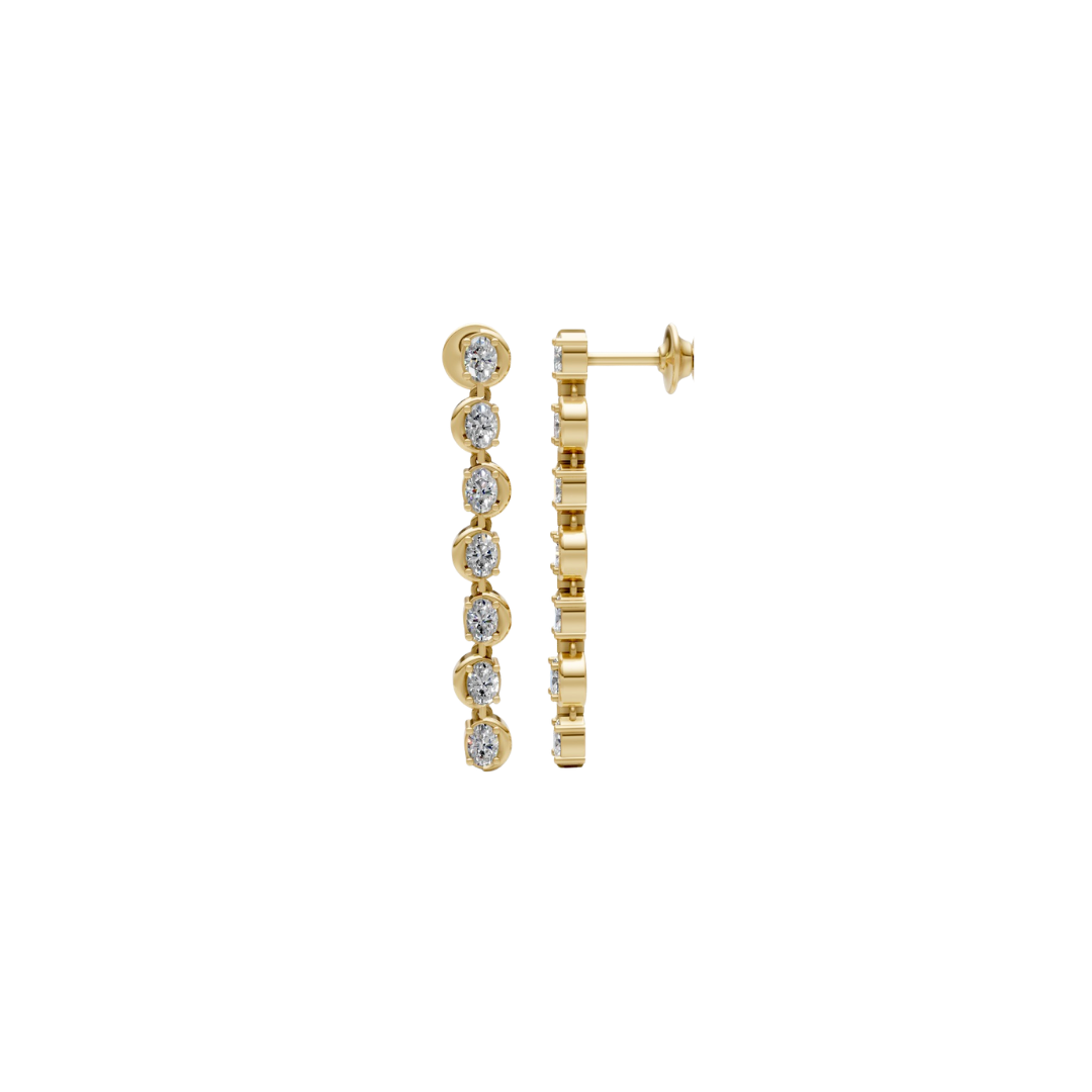 Half Moon Bezel Oval Diamond Drop Earrings – Henri Noël
