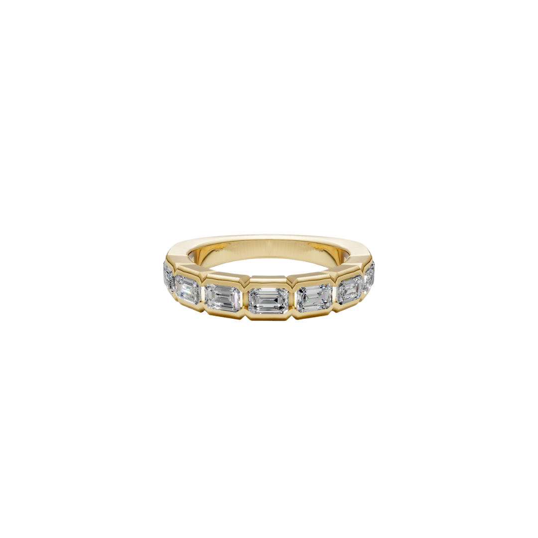 Half Bezel East West Emerald Cut Band – Henri Noël