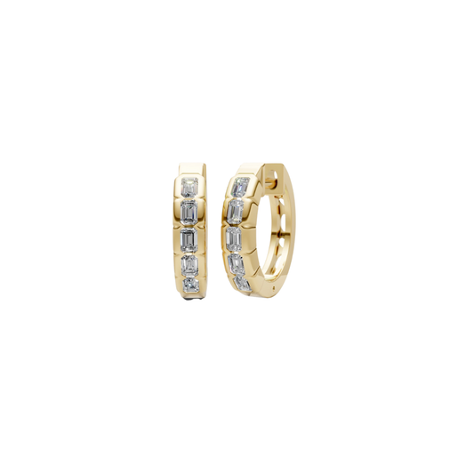 Half Bezel Emerald-Cut Diamond Mini Hoops – Henri Noël