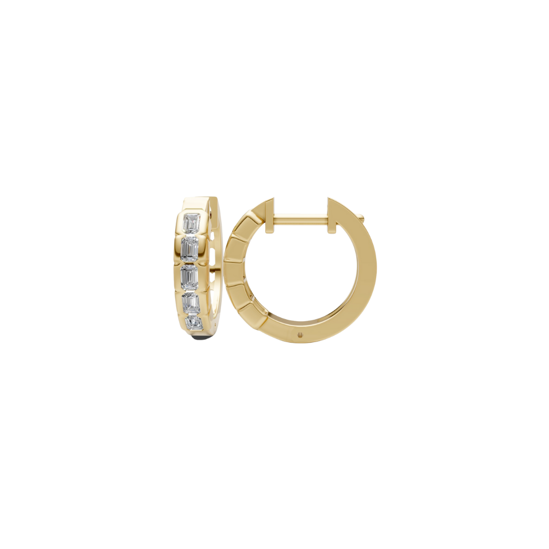 Half Bezel Emerald-Cut Diamond Mini Hoops – Henri Noël