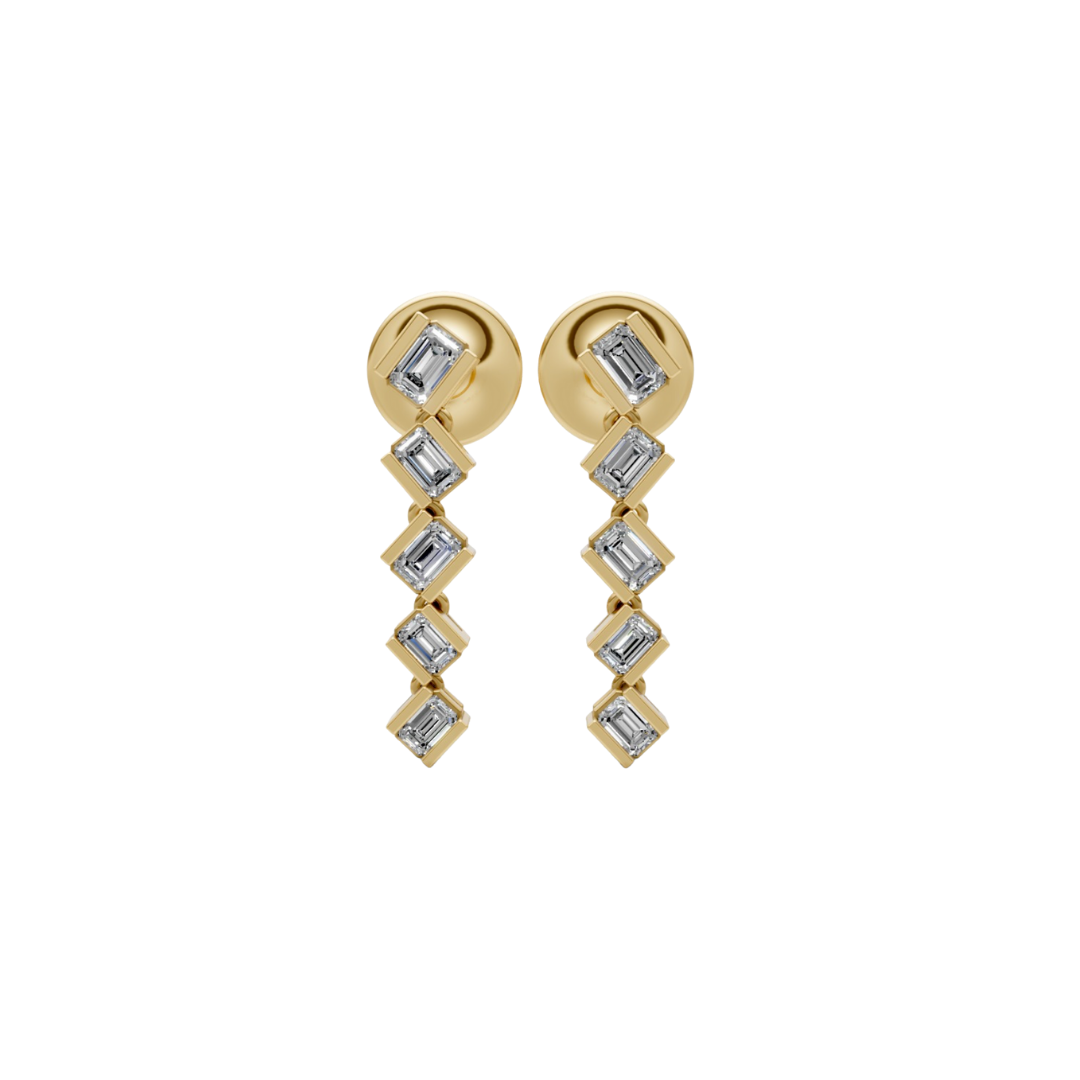 Half Bezel Emerald- Cut Diamond Drops – Henri Noël