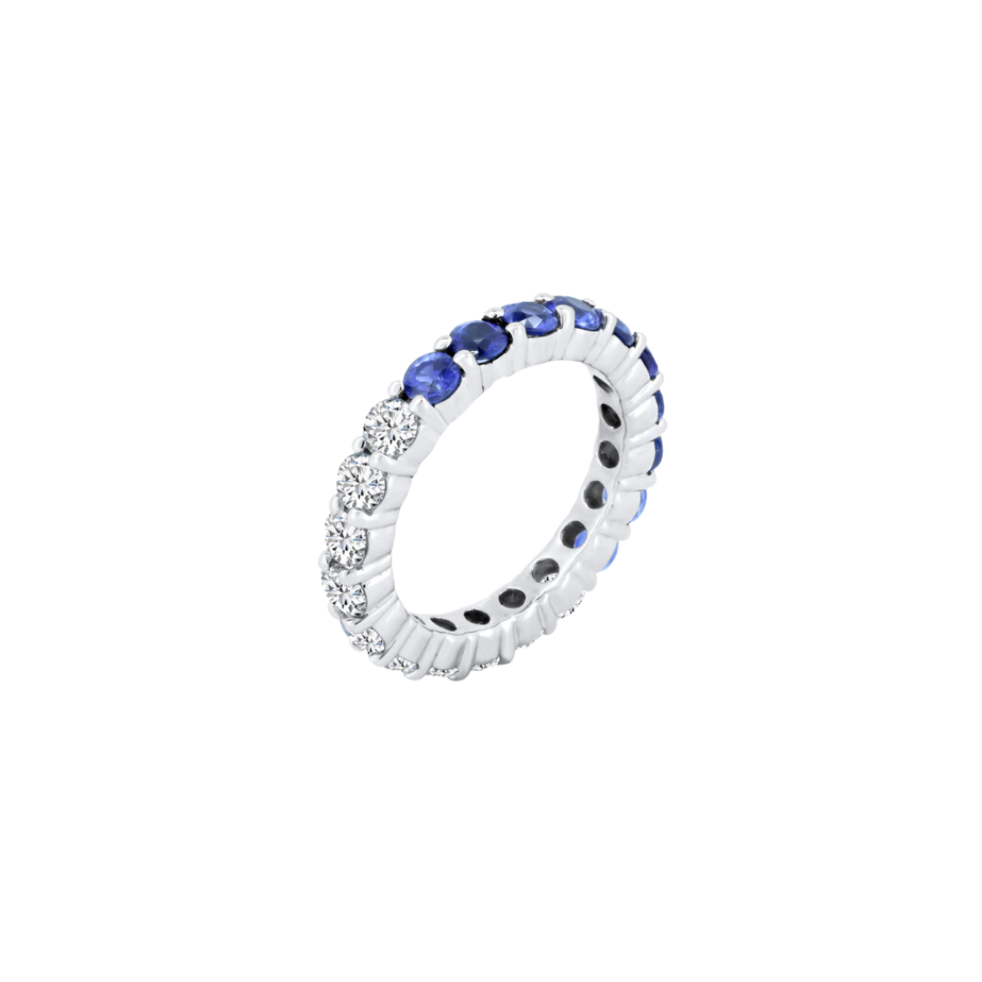 Half Blue Sapphire Half Diamond Eternity Band – Henri Noël