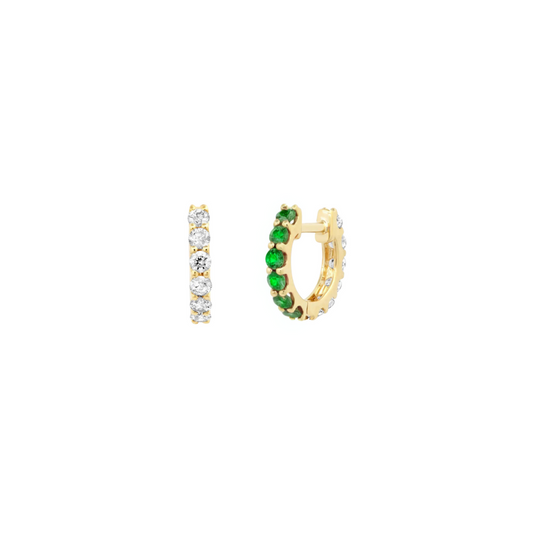 Half Diamond Half Gemstone Huggies – Henri Noël
