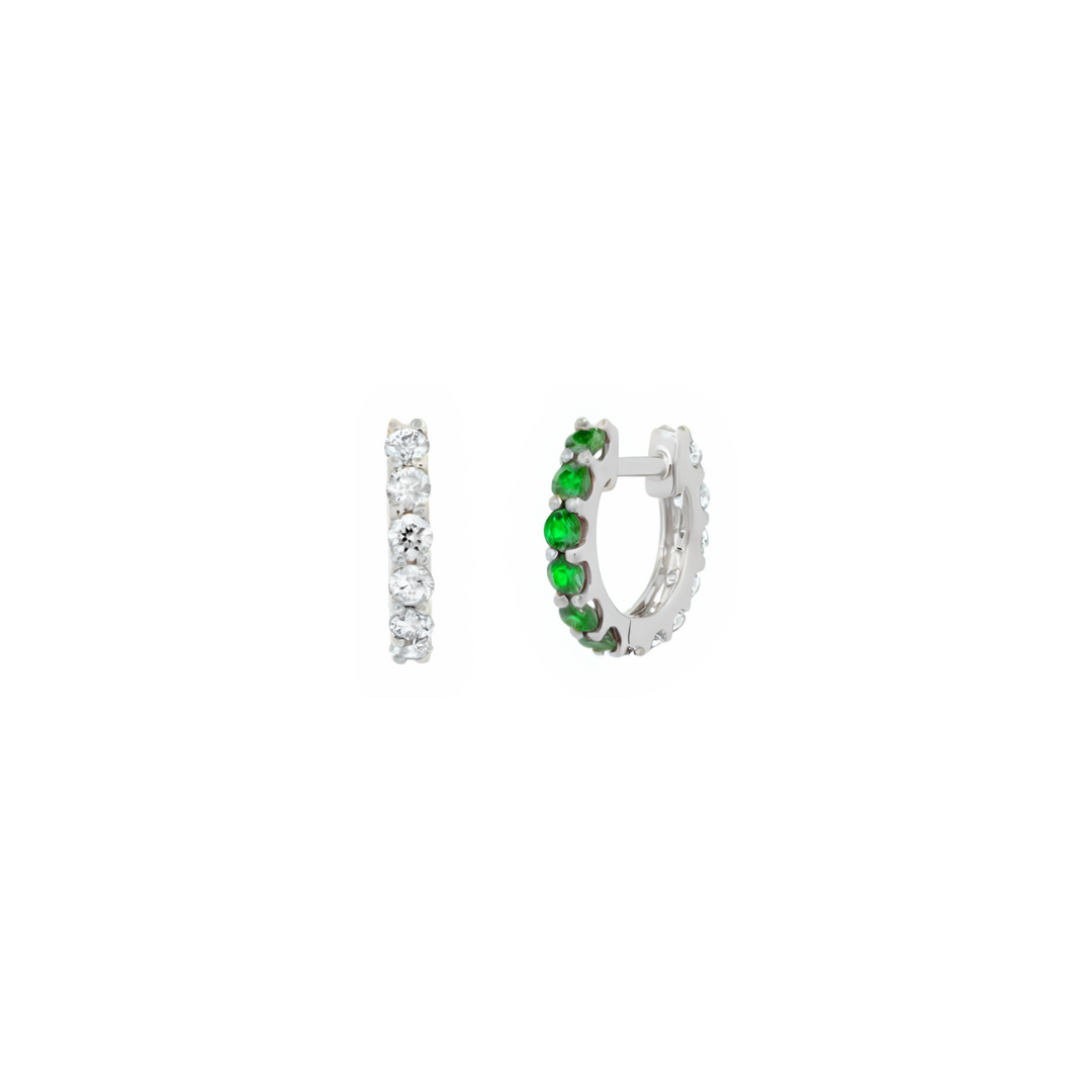 Half Diamond Half Gemstone Huggies – Henri Noël