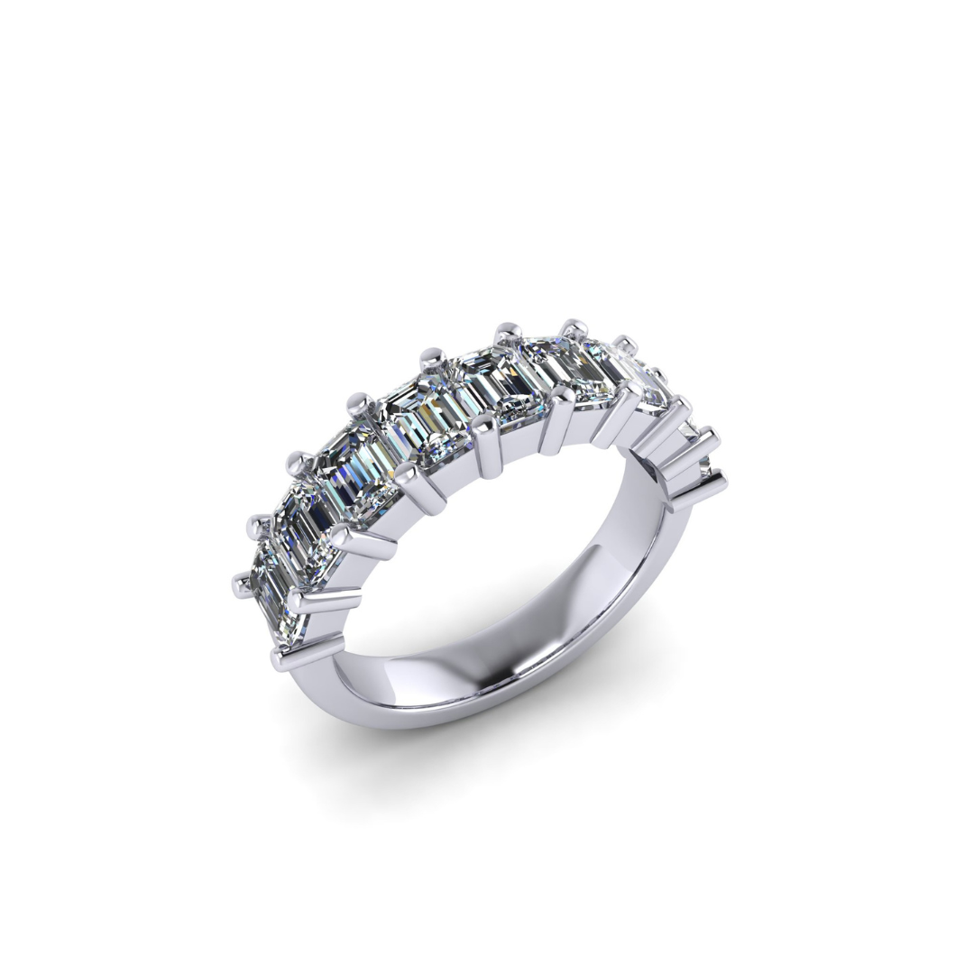 Half Emerald Cut Diamond Band – Henri Noël