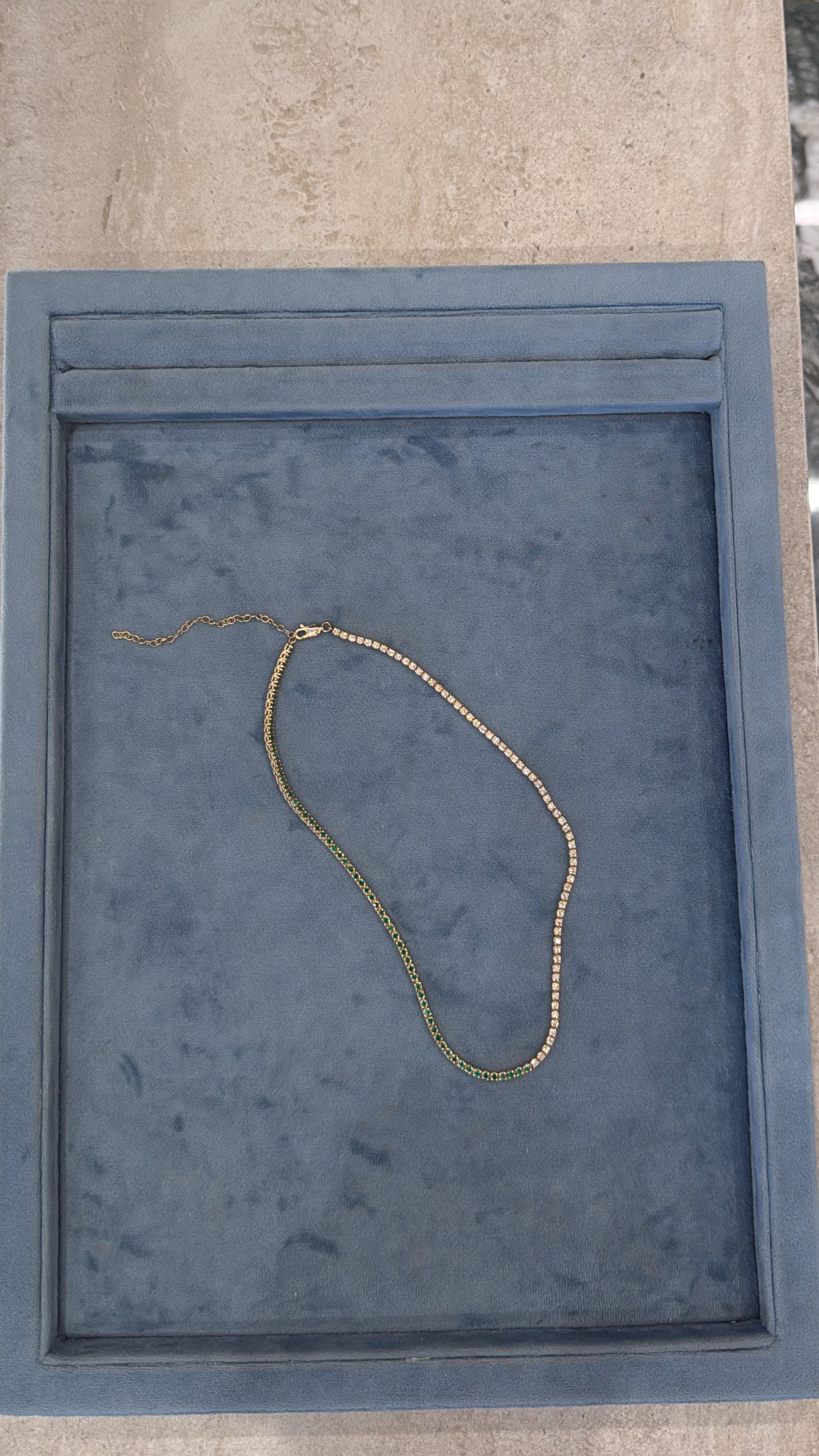 Half Gemstone Half Diamond Tennis Necklace – Henri Noël