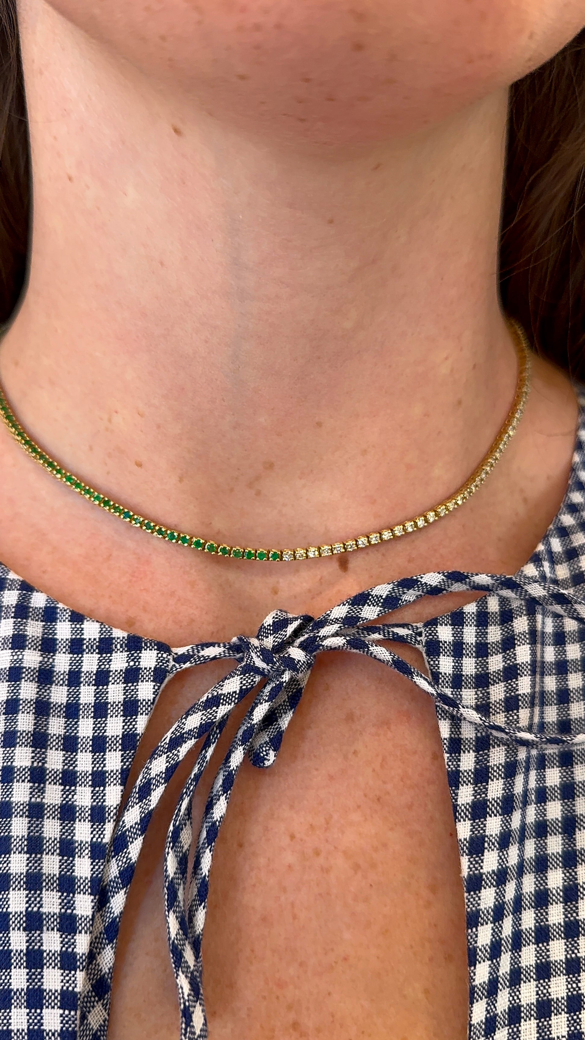 Half Gemstone Half Diamond Tennis Necklace – Henri Noël