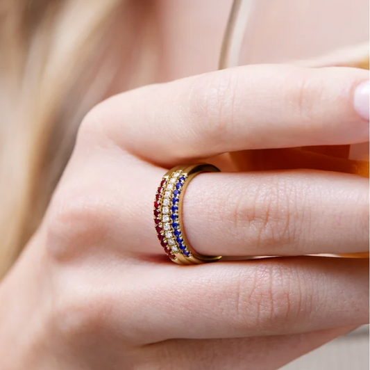 Half Pavé Birthstone Ring - Yellow Gold – Henri Noël