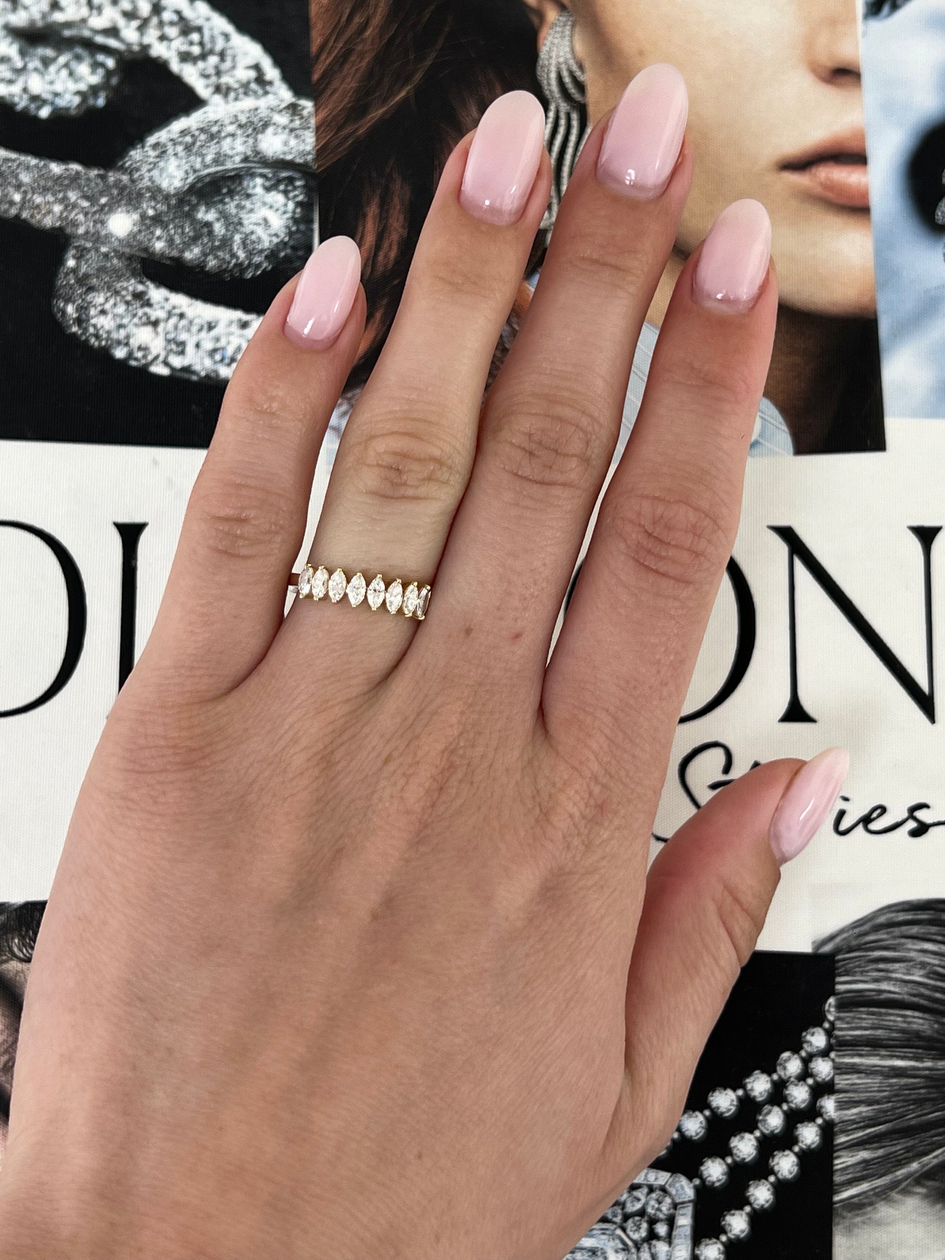 Halfway Marquise Diamond Band – Henri Noël