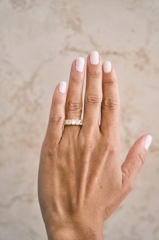 Bezel Diamond Emerald Cut Band