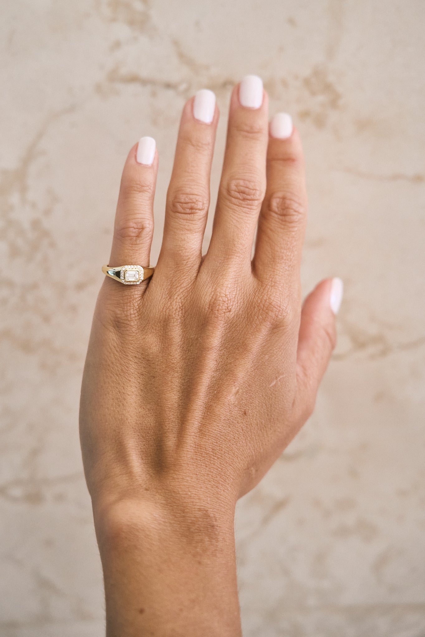 Diamond Halo Bezel Signet Pinky Rings