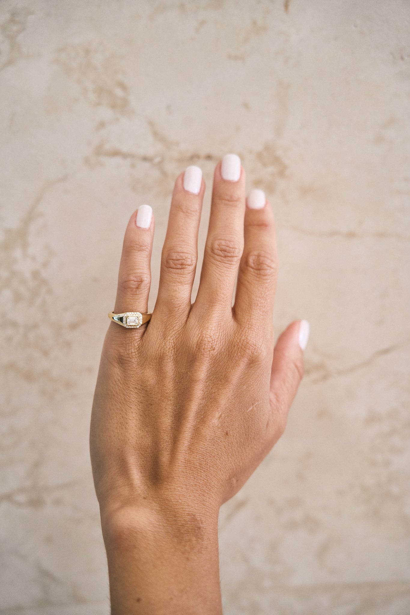 Diamond Halo Bezel Signet Pinky Rings