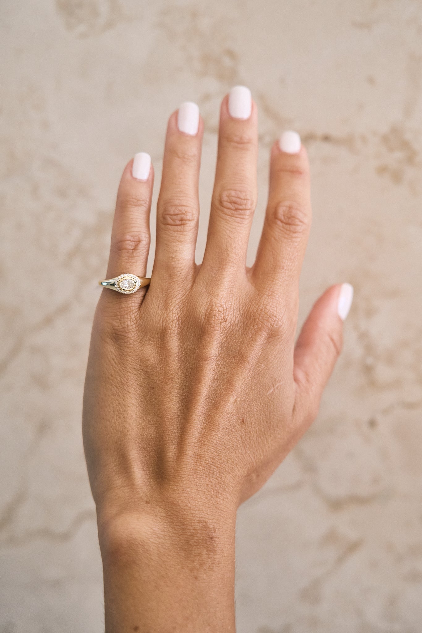 Diamond Halo Bezel Signet Pinky Rings