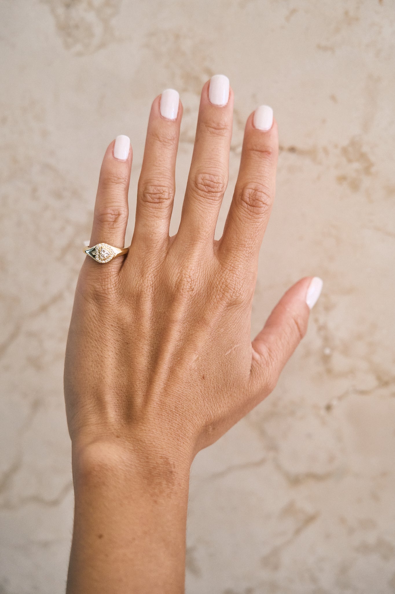 Diamond Halo Bezel Signet Pinky Rings