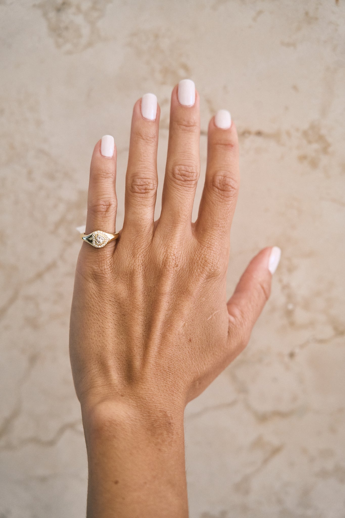 Diamond Halo Bezel Signet Pinky Rings