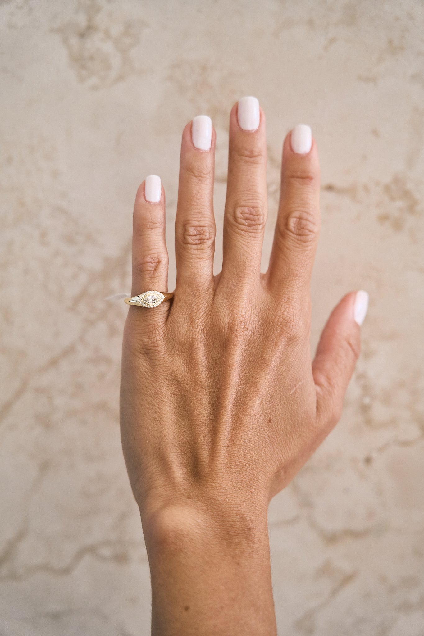 Diamond Halo Bezel Signet Pinky Rings