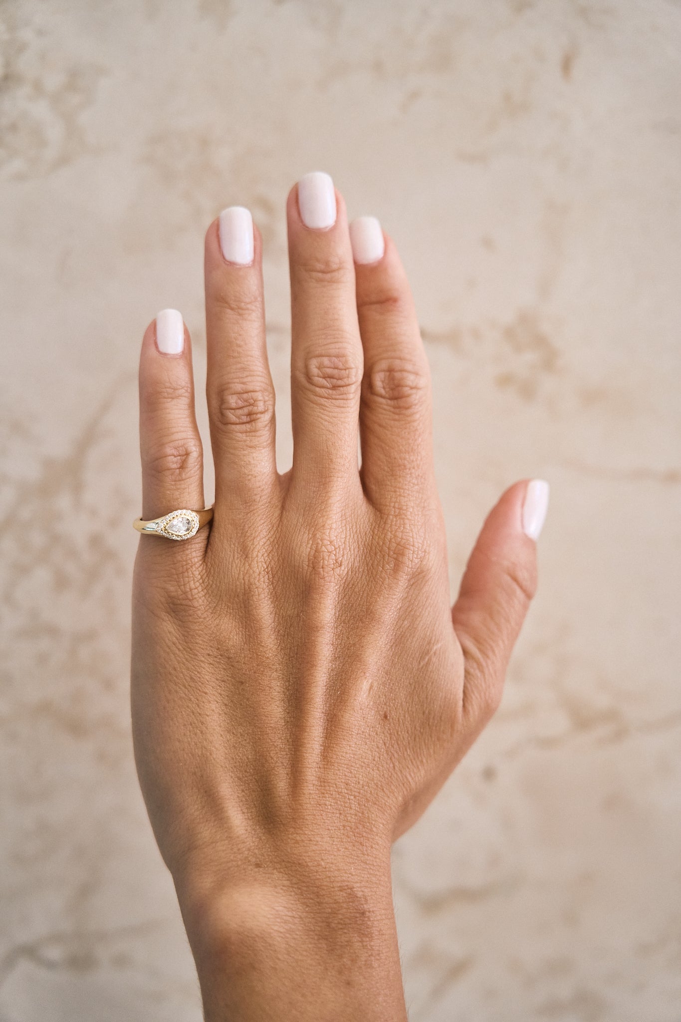 Diamond Halo Bezel Signet Pinky Rings