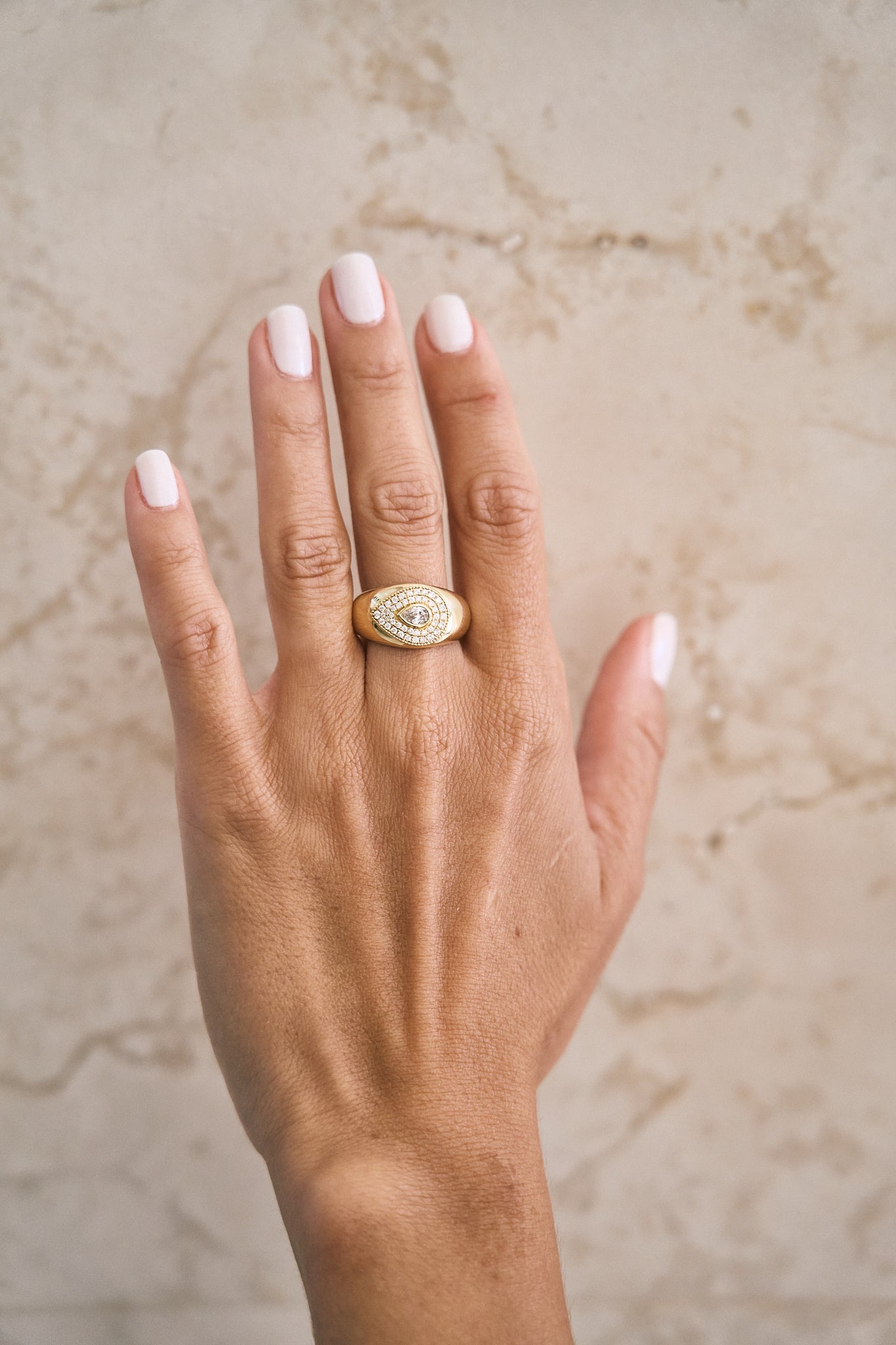 Diamond Bezel Pear Signet Ring