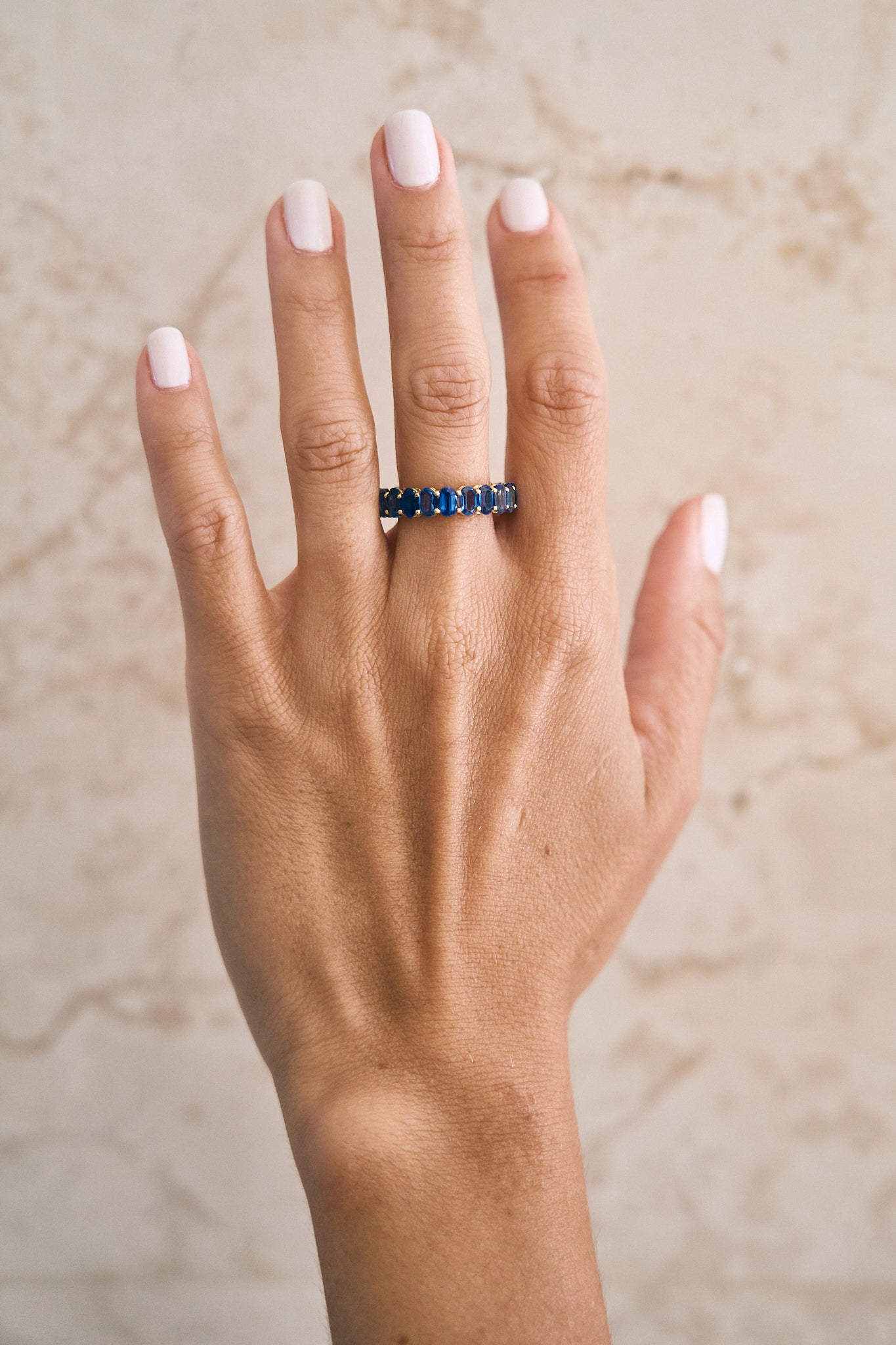 Oval Blue Sapphire Eternity Band