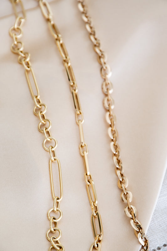 mixed paperclip chain gold