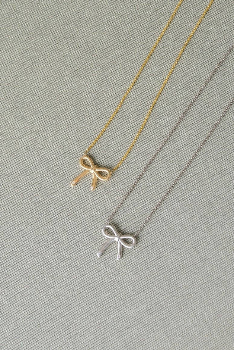 Gold and Diamond Bow Necklace