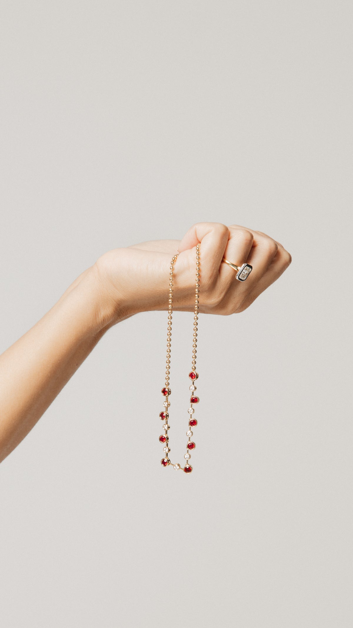 Ruby and Diamond Bezel Necklace – Henri Noël