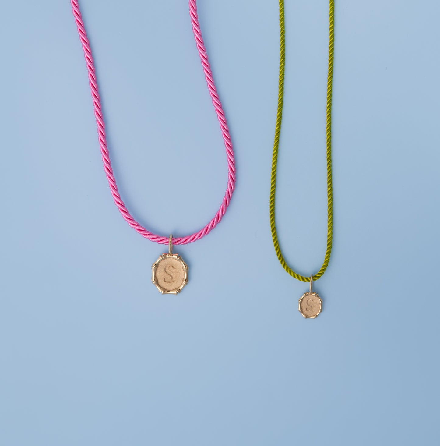 Bamboo Initial Charm Necklace - Large