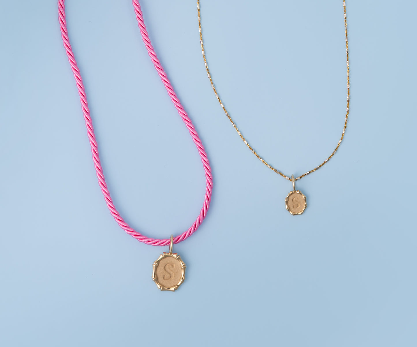 Bamboo Initial Charm Necklace - Large