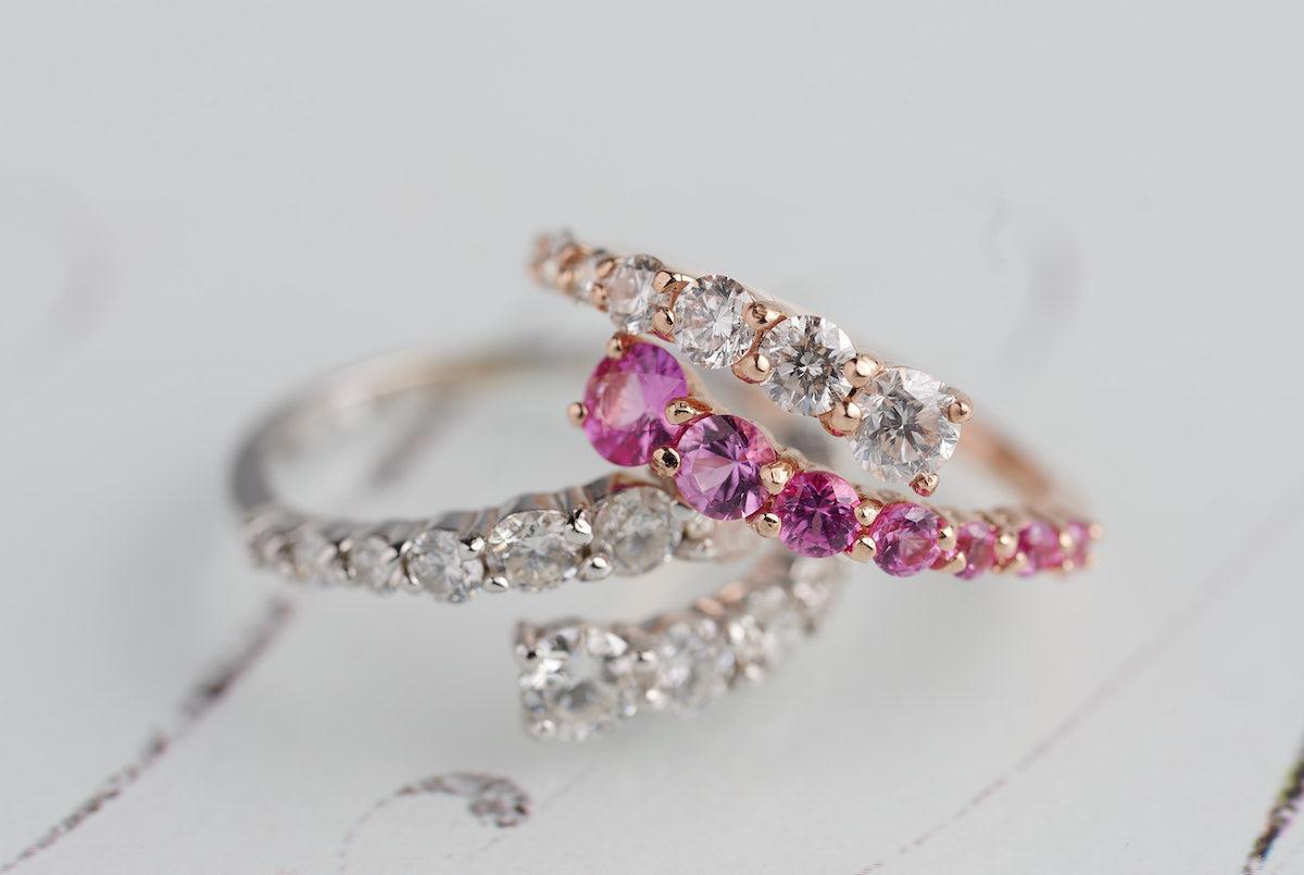 Pippa Graduated Pink Sapphire & Diamond Ring