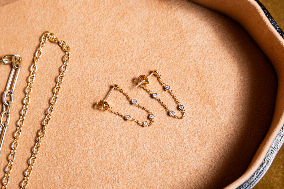 Bezel Chain Earrings – Henri Noël