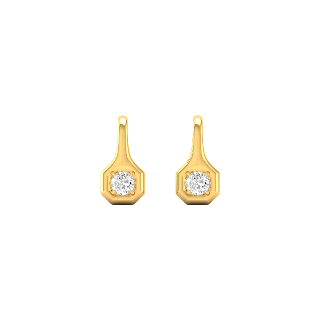 Hexagon Bezel Diamond Earrings – Henri Noël