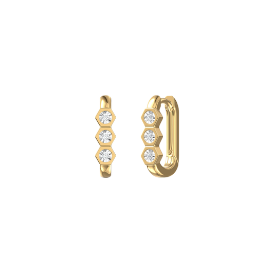 Hexagon Bezel Diamond Paperclip Earrings – Henri Noël